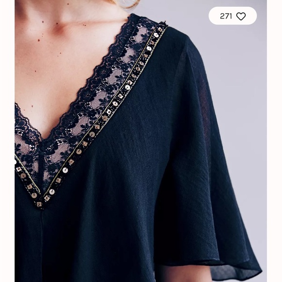Free people capelet tiered mini dress in black 2 - Picture 3 of 8
